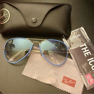 Ray-ban bright blue frame aviator’s